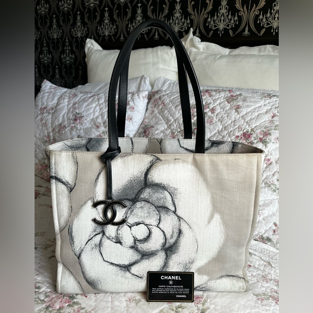 Chanel Camellia CC Printed Canvas Tote